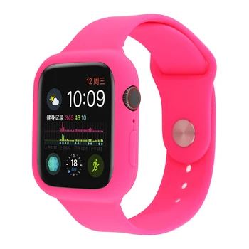 

For iWatch Series 3/2/1 Color WatchStrap Cover Fall Resistance Soft TPU Silicone Case for Apple Watch 44mm 40mm Cover Band Strap