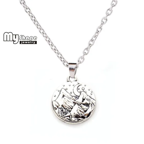 

my shape Scenery Pendants Necklace Zinc Alloy Women Long Necklace Moon Star Mountain Engraved Charms Fashion Jewelry Unisex