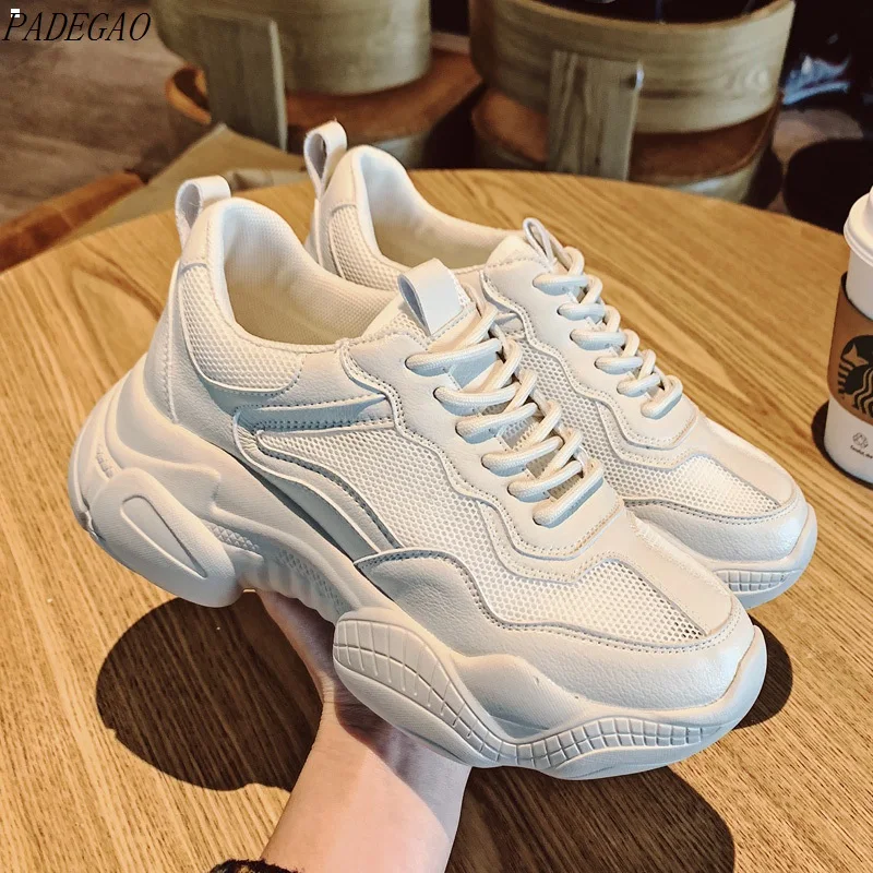 

Pantshoes Comfy Breathable Mesh Trainers Chunky Heels 5cm Women's Platform Sneakers Women Shoes Casual Female Shoes