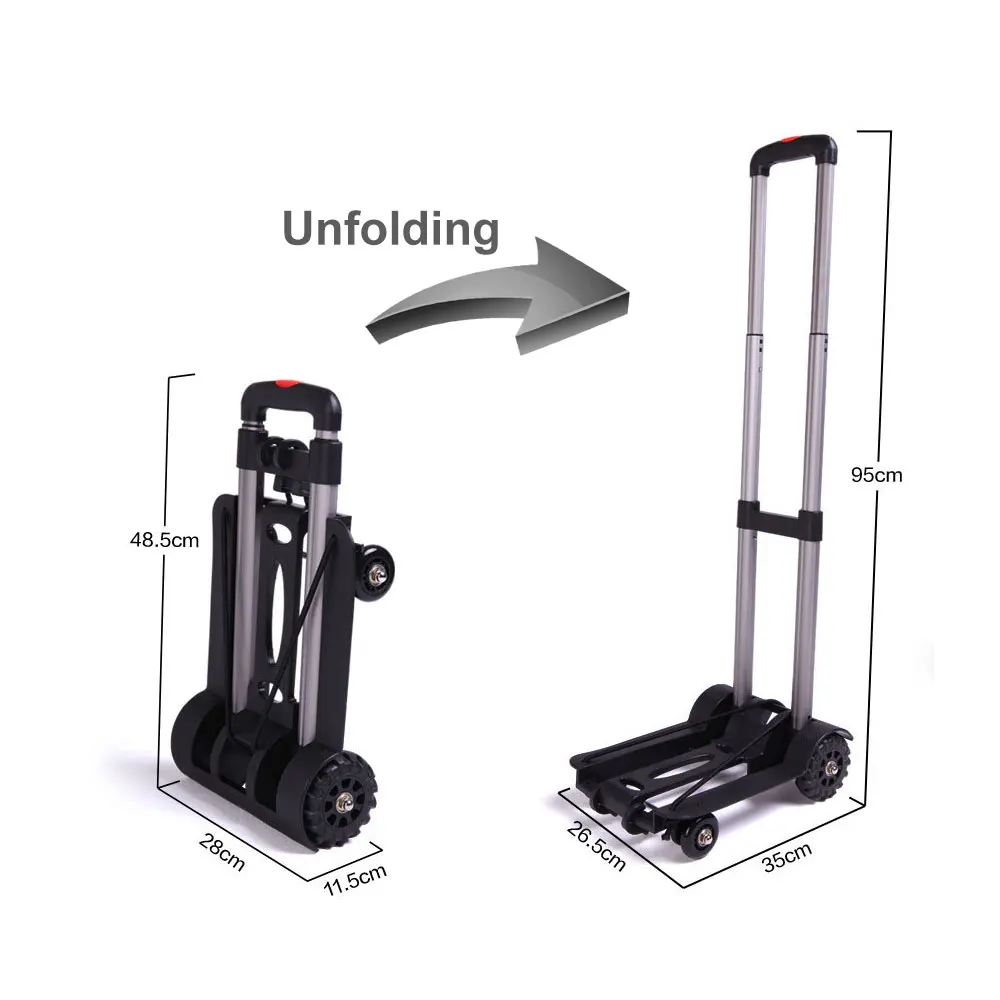 Aluminum Alloy Car Folding Luggage Cart Portable Travel Trailer Household Luggage Cart Shopping Trolley