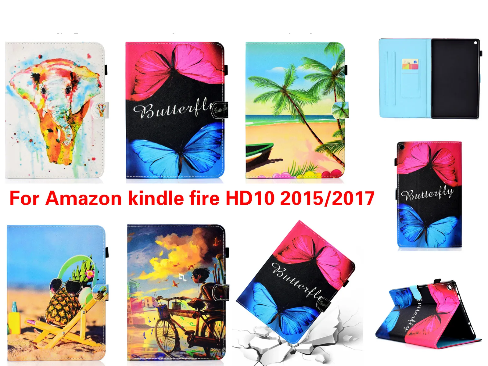 Anteriore Del Basamento Della Copertura Per Kindle Fire Hd10 Hd 10 2017 Fonda Cassa Variopinta Per Amazon Kindle Fuoco Hd10 2015 / 2017 Ebook Custodie