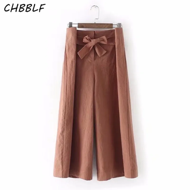 Vintage bow tie wide leg pants female casual streetwear loose chic ...