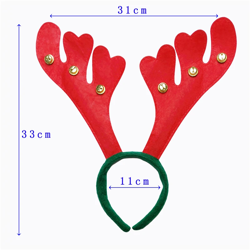 12 шт. красный Рождественский колокольчик Пряжка для волос обруч Рождественские украшения обруч для волос с оленьими рогами повязки для волос реквизит нарядное платье голова боппер