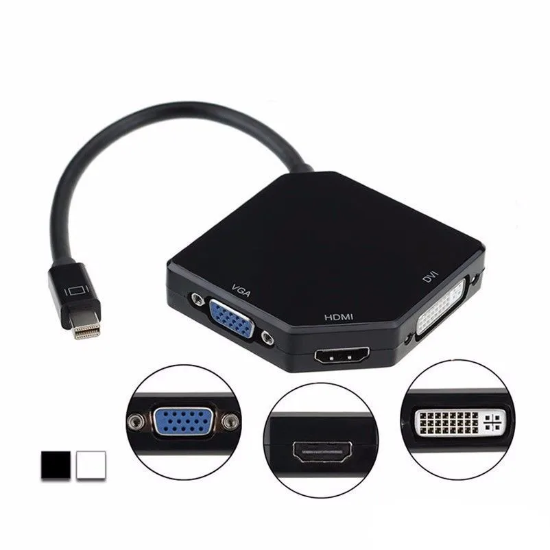 

3 in1 Thunderbolt Mini DisplayPort DP to VGA HDMI DVI Adapter for Apple Macbook