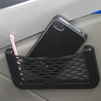 

15x8cm Car Back Rear Seat Elastic String Net Magic Sticker Mesh Storage Bag Pocket Cage Auto Organizer Car Accessories