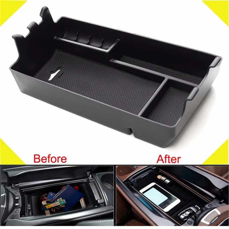 Car Armrest Tray Storage Organizer Container Black Box Fit For Mercedes
