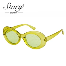 STORY, модные Овальные Солнцезащитные очки для женщин, Ретро стиль, карамельный цвет, блестящие линзы, очки, 90 S, солнцезащитные очки, UV400, женские
