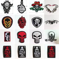1X Fabric Embroidered Skull Hand Patch Cap Clothes Stickers Bag Sew Iron on Applique DIY Apparel Sewing Clothing Accessories 1