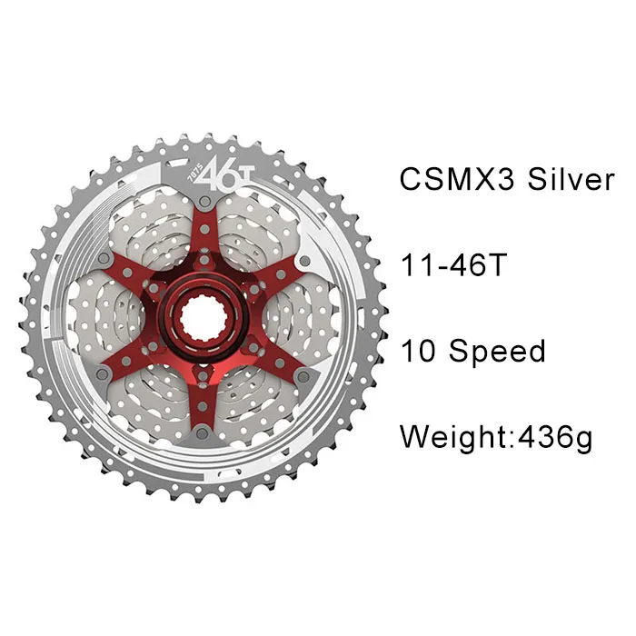 Sunracing CSMX3 кассета велосипед свободного хода 10 скоростей 11-46 T-черный/серебристый, 46T 10 s Велосипед маховик для Shimano САРМ - Цвет: Светло-серый