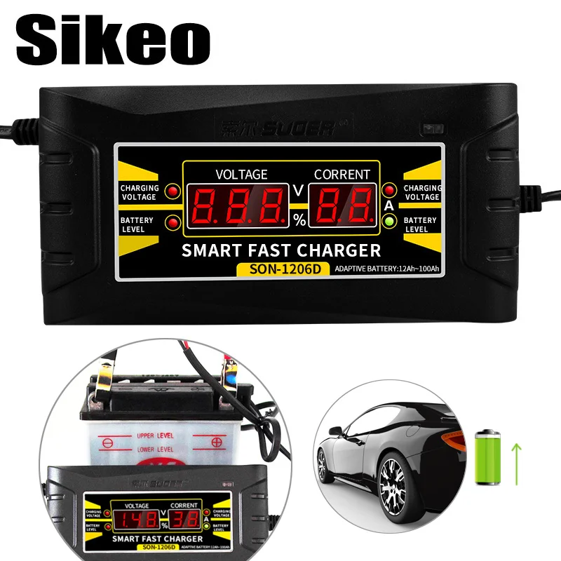 Full Automatic Car font b Battery b font Charger 150V 250V To 12V 6A Smart Fast