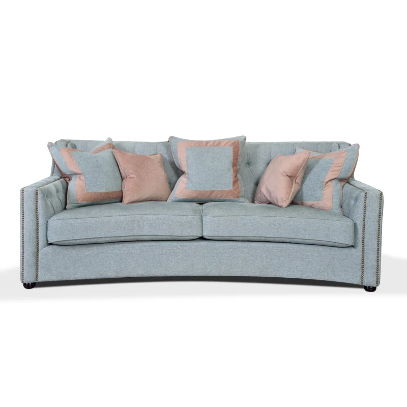

New design home furniture wooden fabric sofa, 1 piece low MOQ tufted upholstery sofa