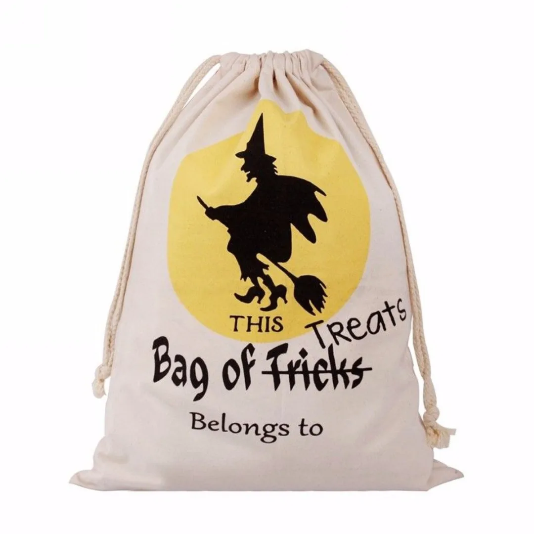 1pc Halloween Pumpkin Spider Canvas Bag Beam Port Drawstring Sack Candy Gift Bag New