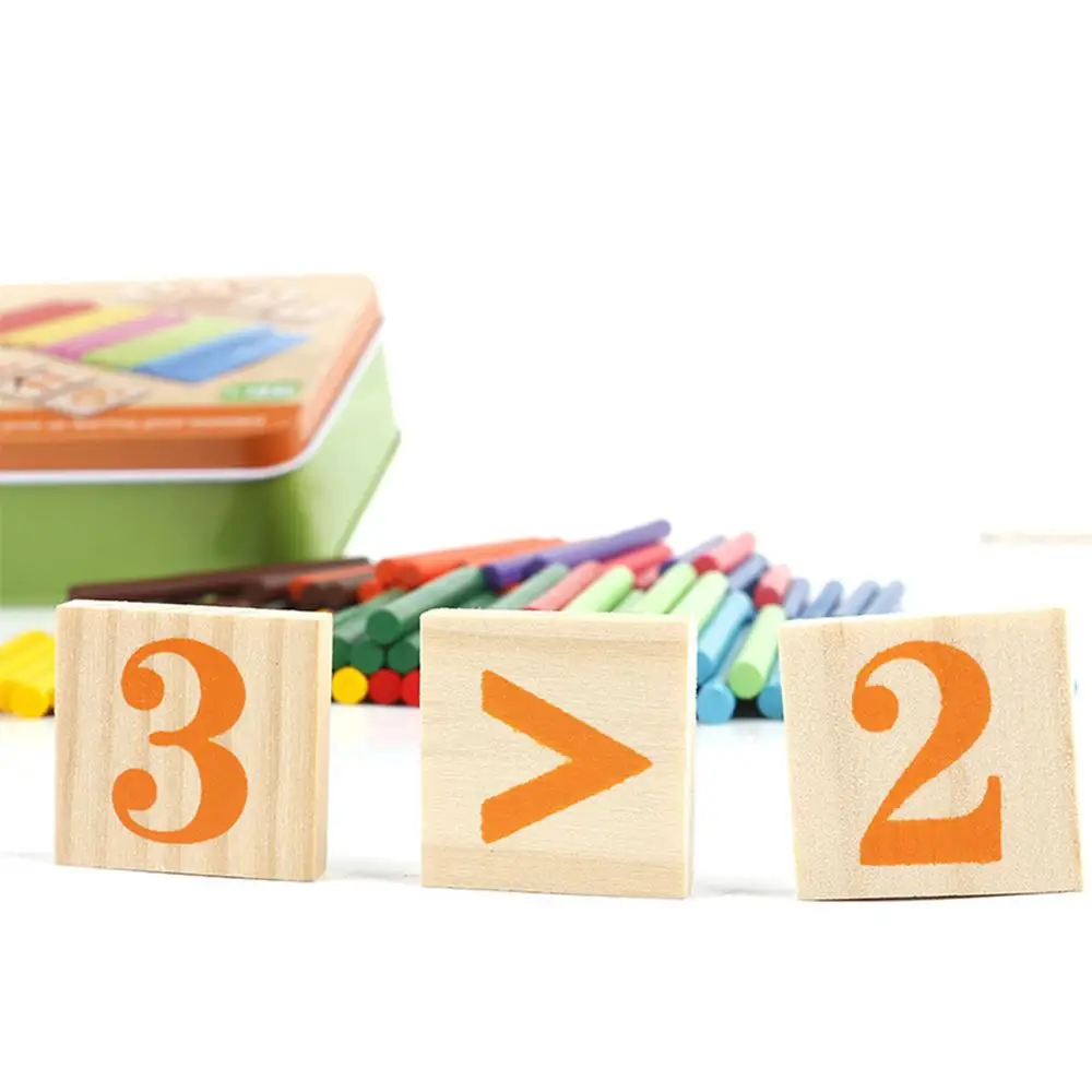 

Montessori Counting Wooden Blocks Counting Rod Kids Learning Arithmetic Rod Premium Multi-Colored