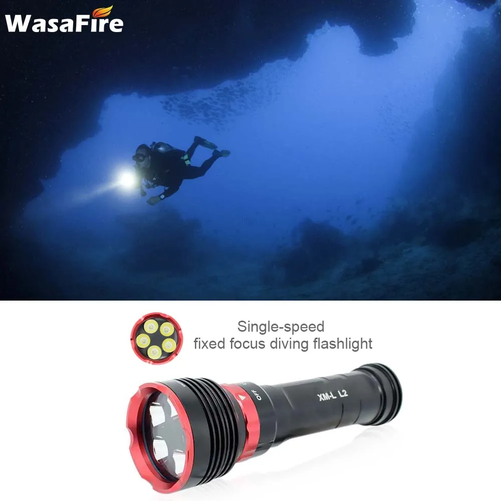 

Powerful Diving Flashligh 3 Mode Waterproof Scuba Diving Torch Underwater 100m XM-L2 Led Dive Lantern Light with 18650 Battery
