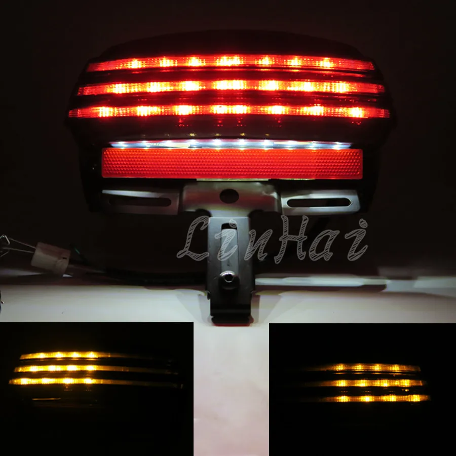 Мотоцикл дым три бар светодиодный сигнал поворота в крыло задний фонарь номерной знак кронштейн для Harley Softail FXST