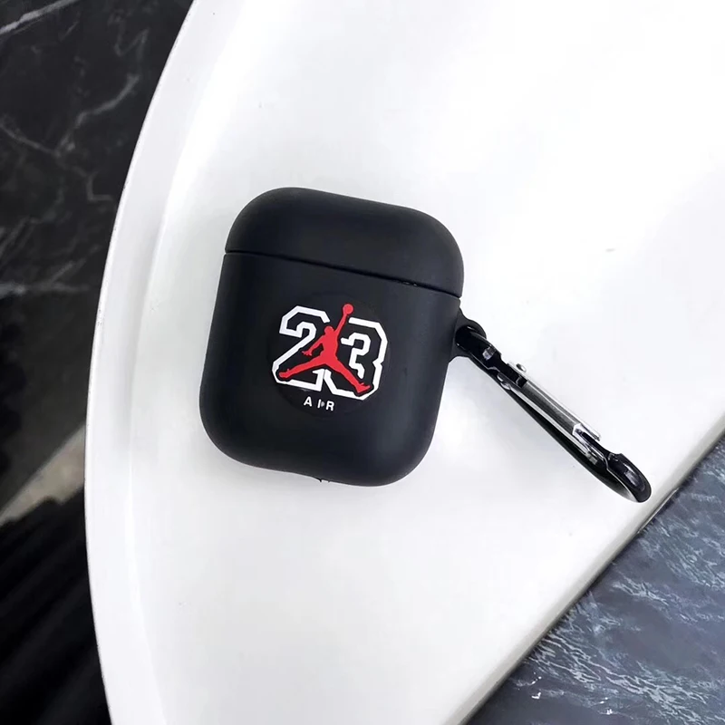 

Hot Jordan 23 ring soft silicon Wireless Earphone Charging Box Cover Bag for Apple AirPods 1 2 Anti-fall Kaws XX Bluetooth Box