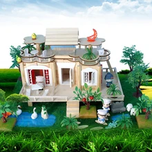Ручной работы миниатюрный проект куклы DIY дом замок сад модель здания игрушки дети играть веселье и Раннее Обучение подарок на день рождения