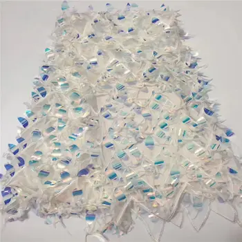 

2019 New African sequins Laces Fabrics Guipure French tulle Lace Fabric with 3d sequins High-quality Nigeria Lace Fabric