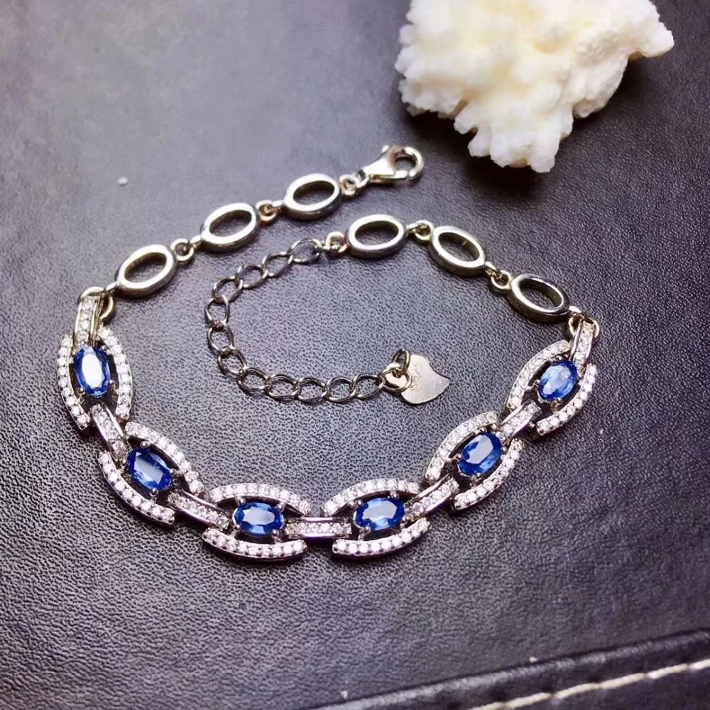

shilovem 925 silver sterling Natural sapphire Bracelets fine Jewelry trendy new gift party ml0305811agl