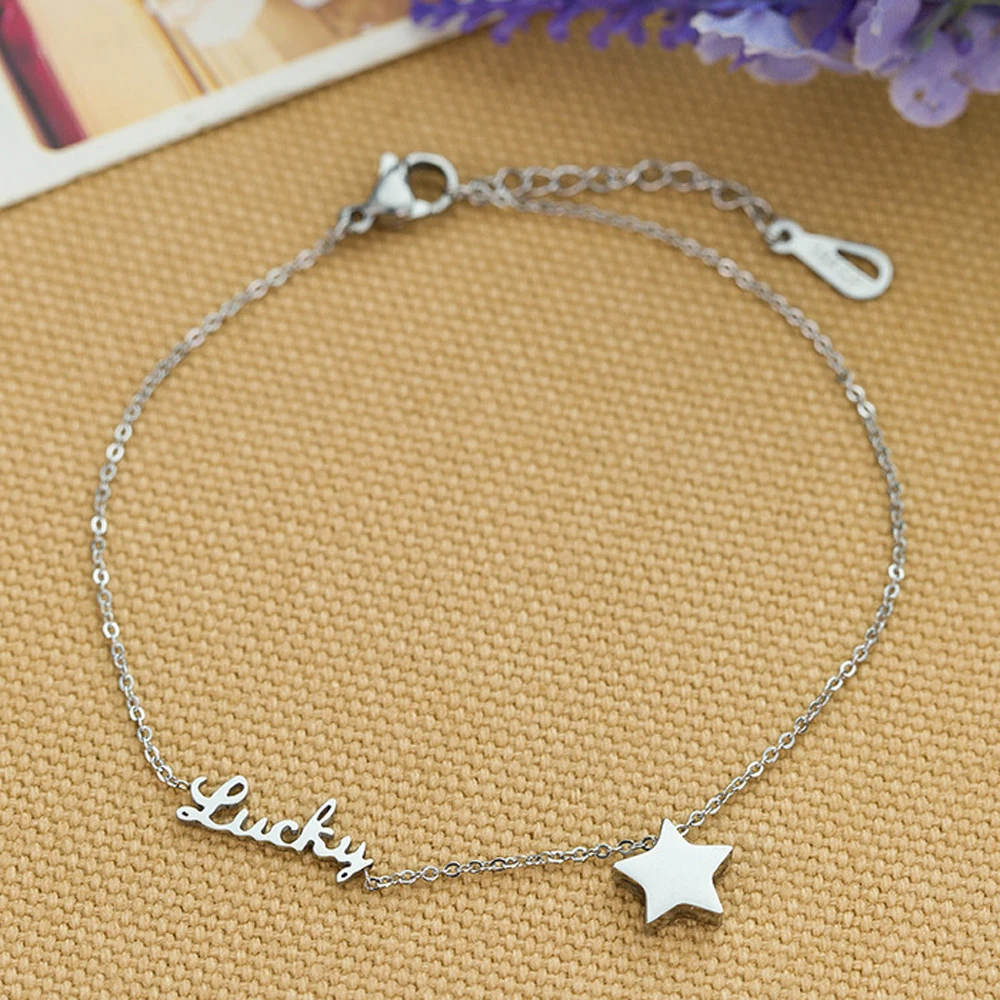 

Wholesale Stainless steel Luckly Star Charm Bracelets bangles for women