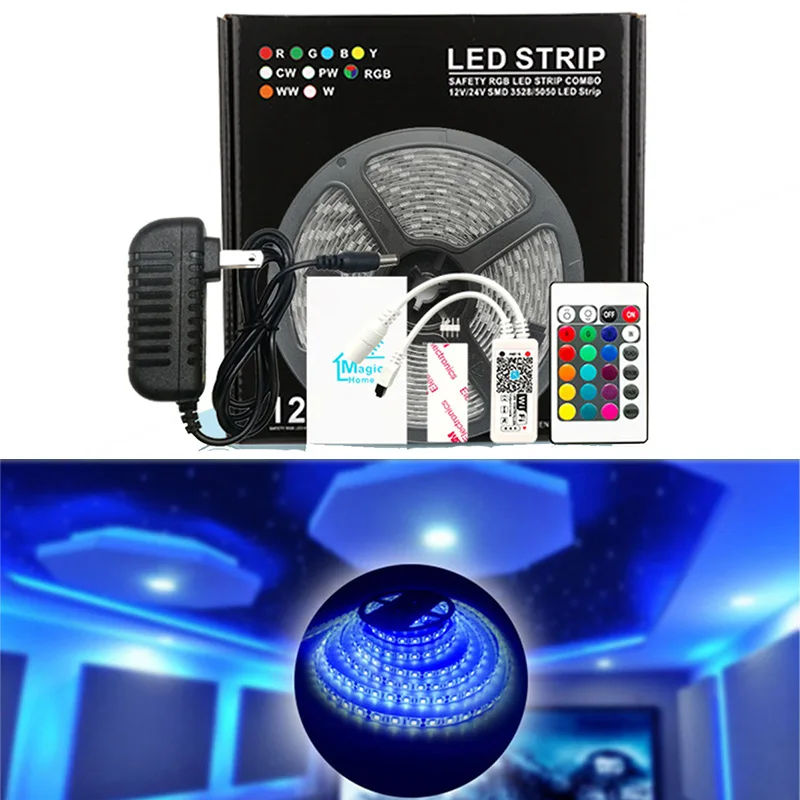 

5M 5050 RGB WIFI LED Strip Light Waterproof RGB 5M 150led Ribbon Tape Remote WIFI Wireless Controller 12V Power Adapter Kit