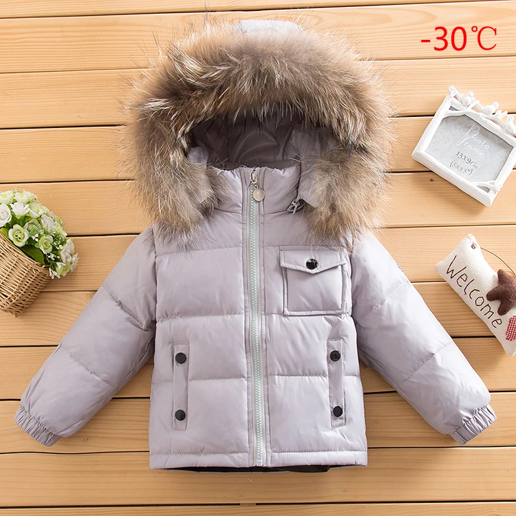 

2017 2~7Y La Dakee Baby Russian Winter 100% Racoon Fur Duck Down Jacket for Girls Outerwear Boys Coats Kids Outdoor Snowsuit