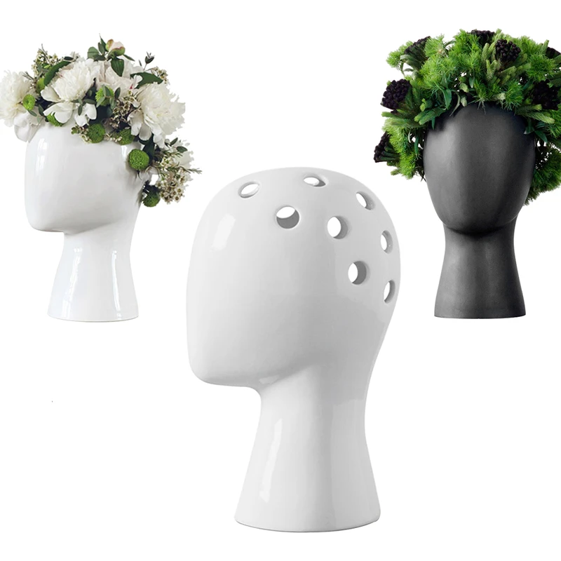 花の花瓶 モダンな黒と白のヘッドランプ セラミック 家 オフィス レストラン 磁器の装飾 ギフト用 Vases Aliexpress