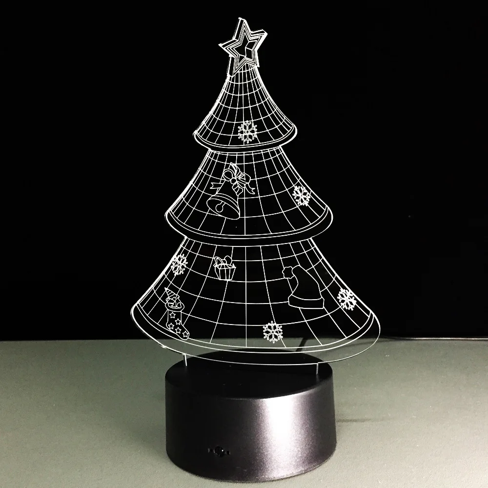 Рождественская елка 3D лампа светодиодный светильник USB Освещение сенсорный RGB цвета настольная ночник прикроватный декоративный подарок видение праздник дети