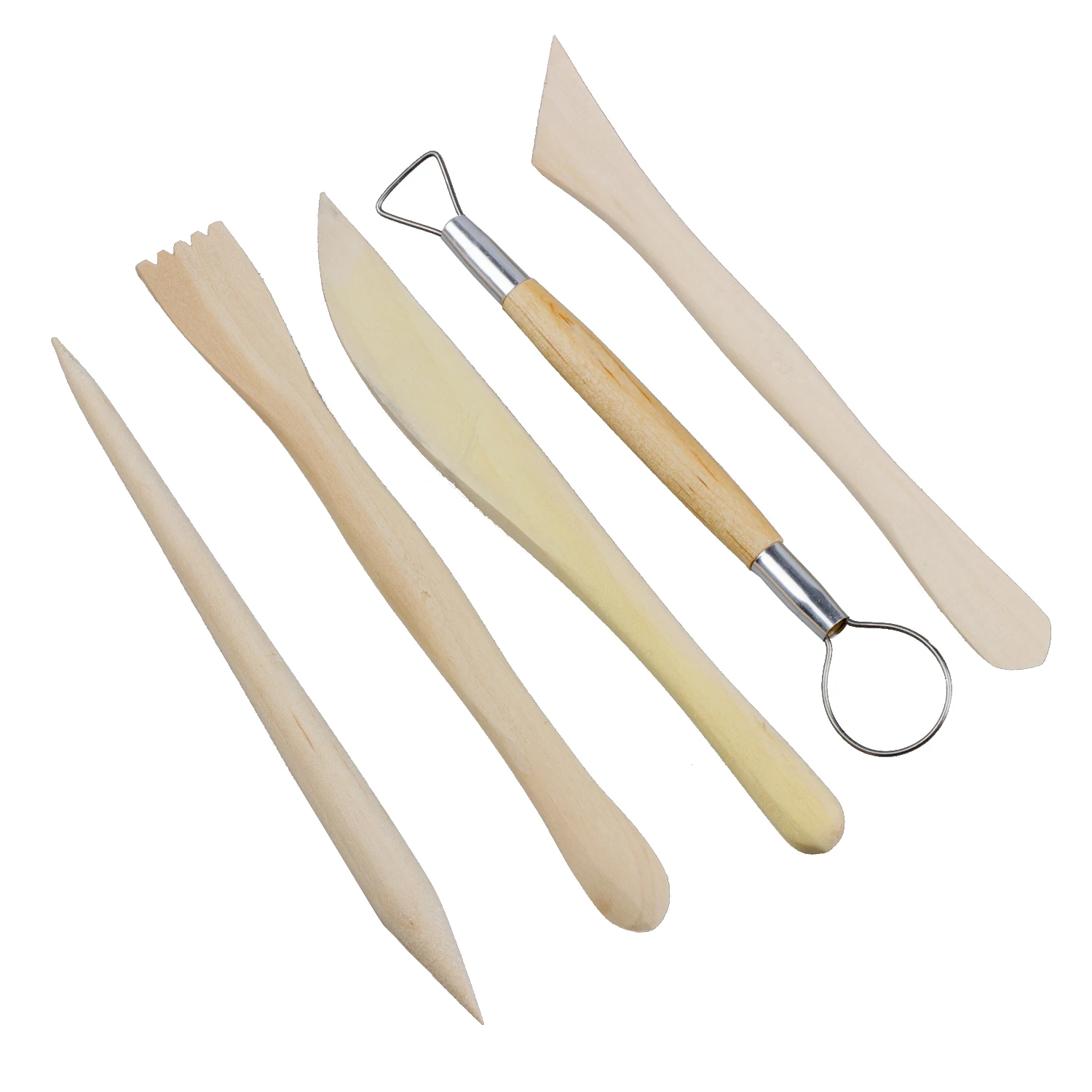 5pcs Wooden Pottery Clay Sculpture Carving Tool Setin Hand Tool Sets