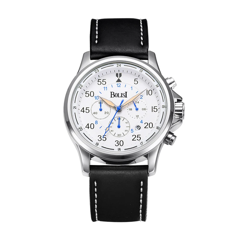 

Business Men Watches Men Waterproof & Chronograph Leather Band Quartz Wrist Wristwatch Military Male Clock