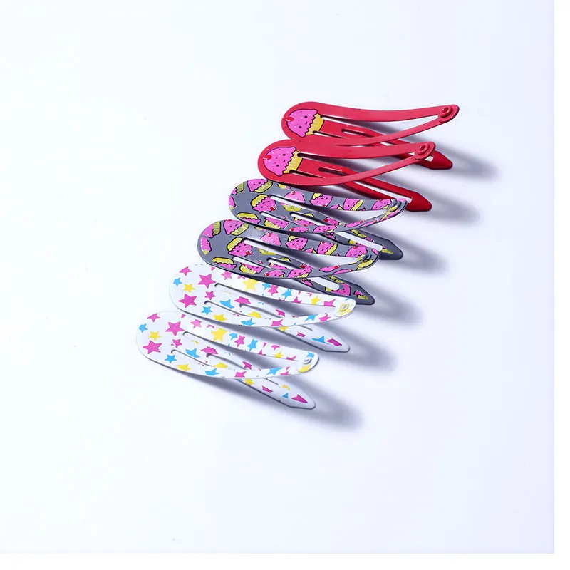18pcs 5cm Hairpins Snap Hair Clips for Children Girls Hair Accessories Baby Cute Hair Clip Pins Cat Color Metal Printed Barrette