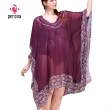 PERONA, сексуальное женское пляжное платье, Пляжная накидка, винтажные шифоновые накидки на талию, свободные полотенца, свободный размер, Солнцезащитная пляжная одежда