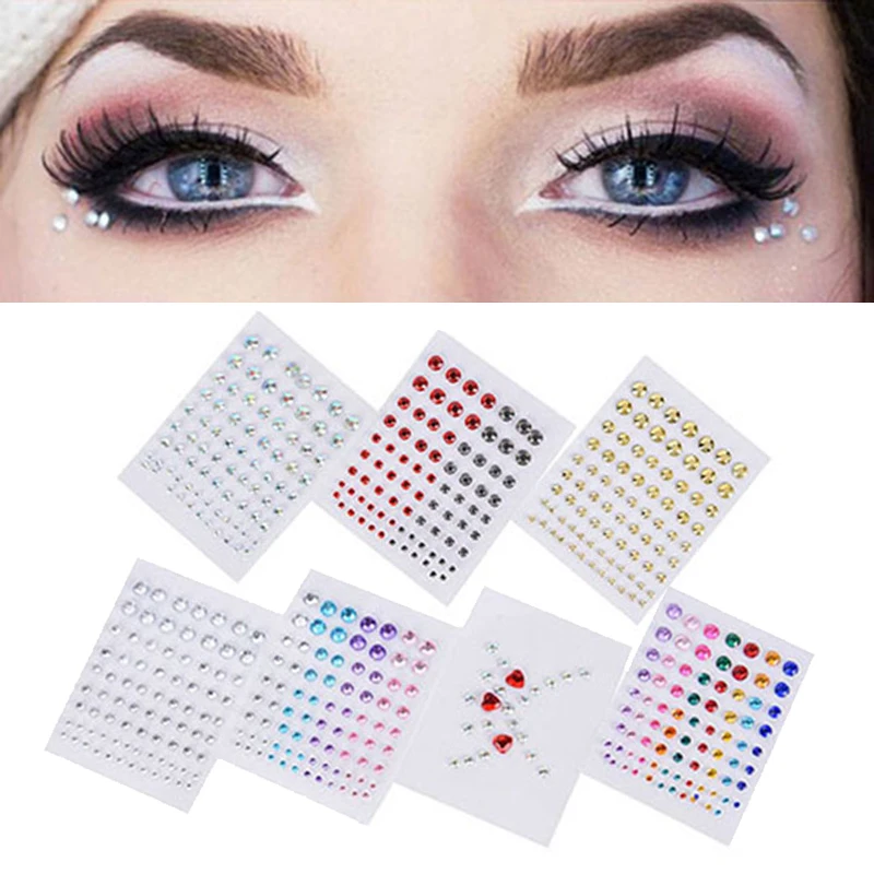 

Party Music Festival Eyes Diamond Jewel Crystal Eyes Face Sticker Makeup Eyeliner Eyeshadow Tattoo Glitter Perform Makeup Tool