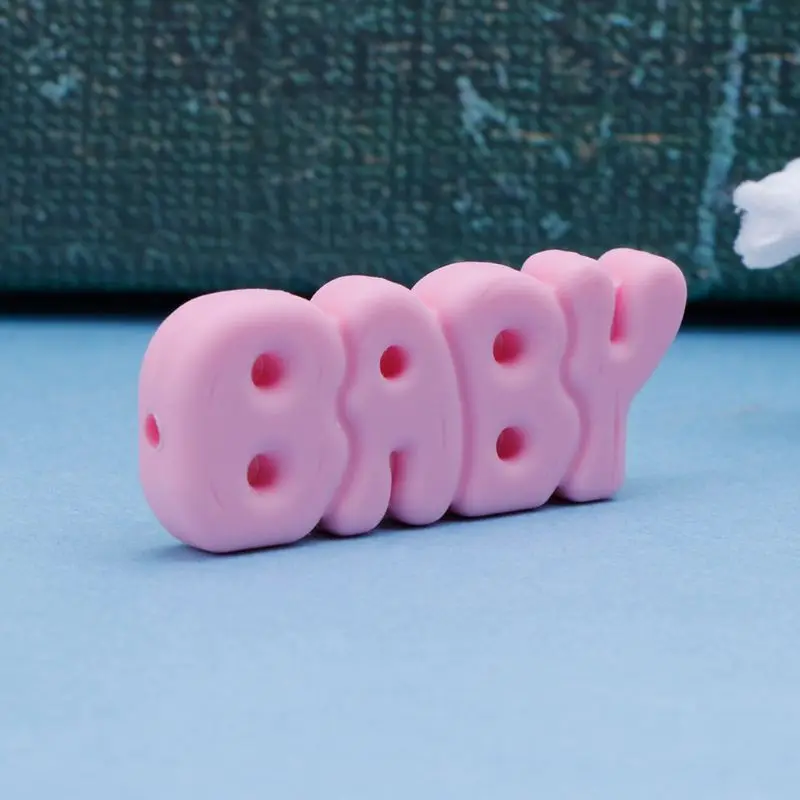 

Baby Teether Letters Cute Soft Food Grade Silicone Nursing Newborn Pacifier Beads Soother Chew Bite Teething Supplies DIY Neckla