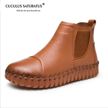 

Cuculus New genuine leather fashion retro women's boots thick soles a pedal boots hot sales trend of casual shoes 1860