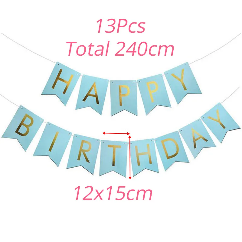 WEIGAO First Birthday Photo Clips Banner Garlands One Year Old Blue 1 Number Balloons Baby Shower Boy Birthday Decor Supplies - Цвет: 13pcs flags 2