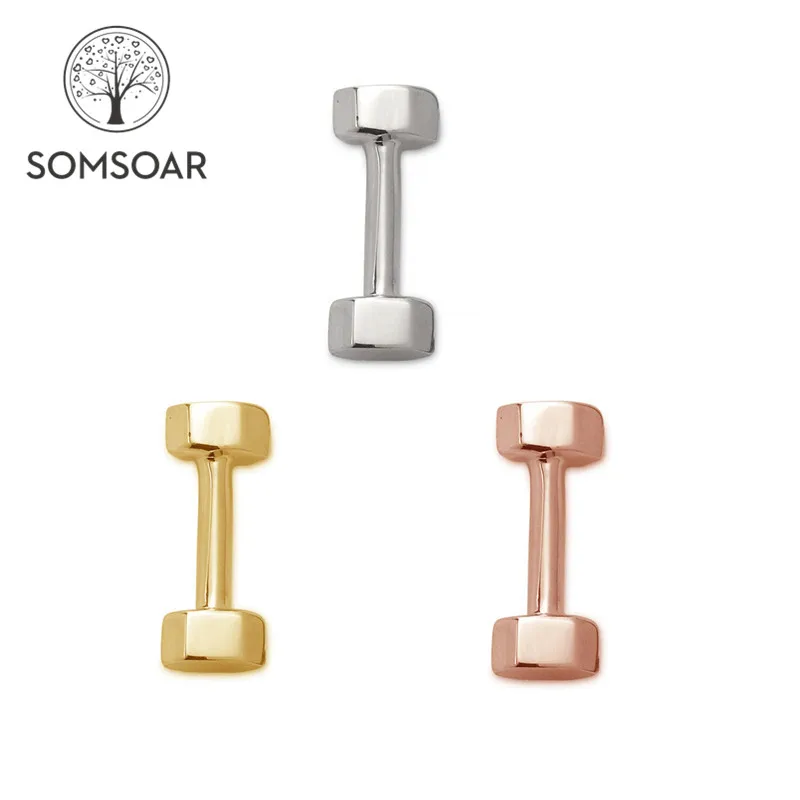

Somsoar Jewelry BARBELL dumbbell Slide Charms fit 10mm Mesh Bracelet Leather Wrap Bracelet accessories Making 10pcs/lot
