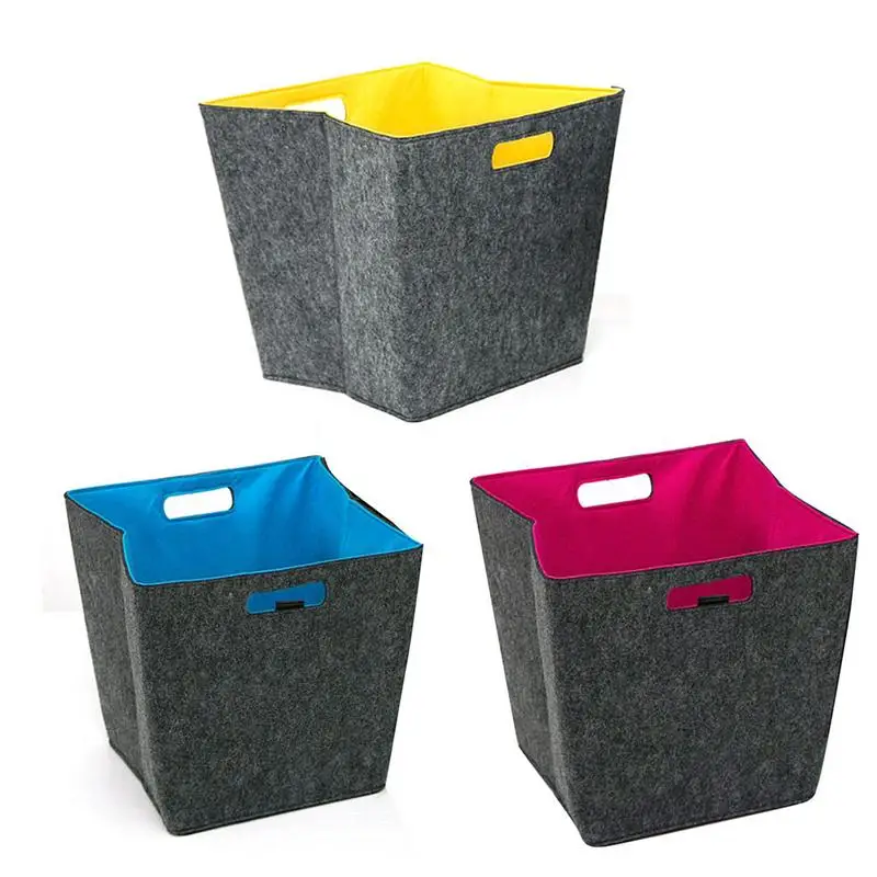 

Felt Toy Book Storage Bag Two-tone Foldable Laundry Basket Dirty Clothes Hamper Toys Holder Clothes Storage Baskets 40
