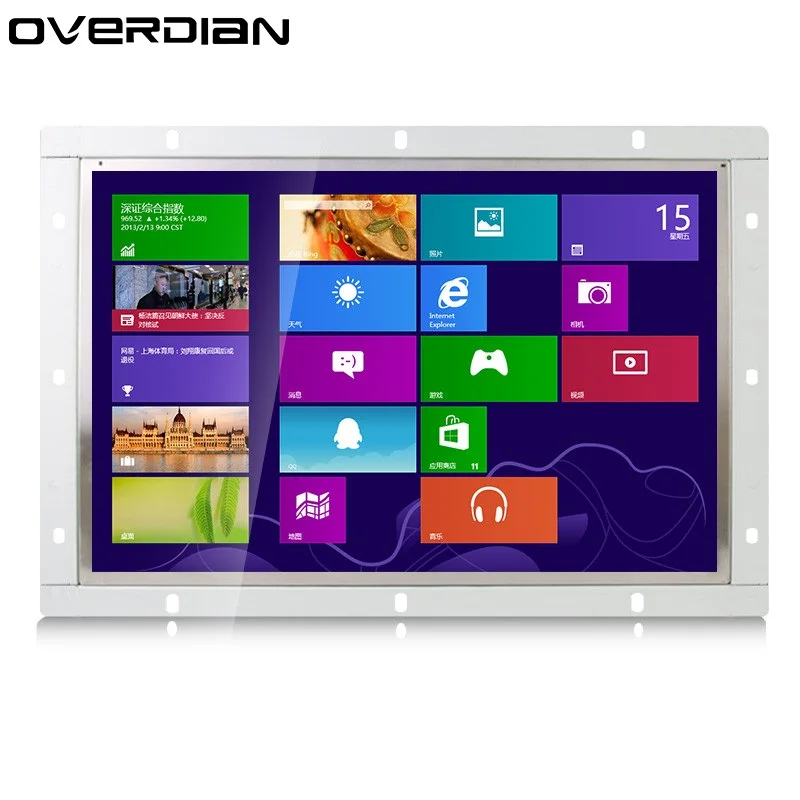 

14"Industrial Control Lcd Monitor VGA/HDMI/AV/BNC/USB Interface White Open Frame None Touch Metal Shell 1600*900