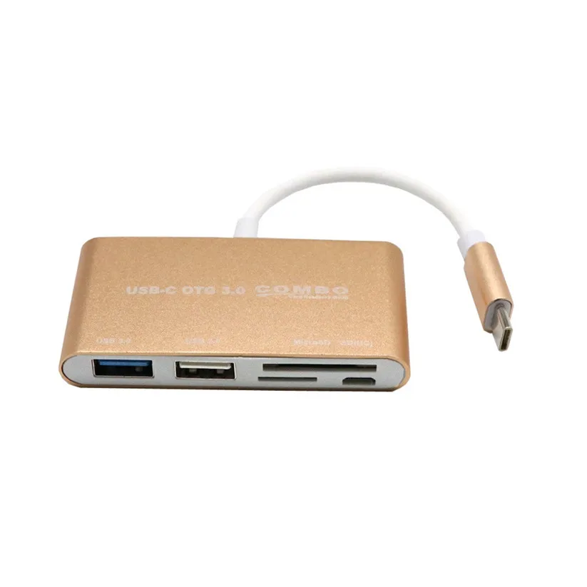 OMESHIN usb-хаб 5-в-1 тип-c USB-C 3,1 OTG USB 3,0 2,0 концентратор SD/TF кард-ридер комбо для ноутбука td0218 Прямая поставка - Цвет: Golden