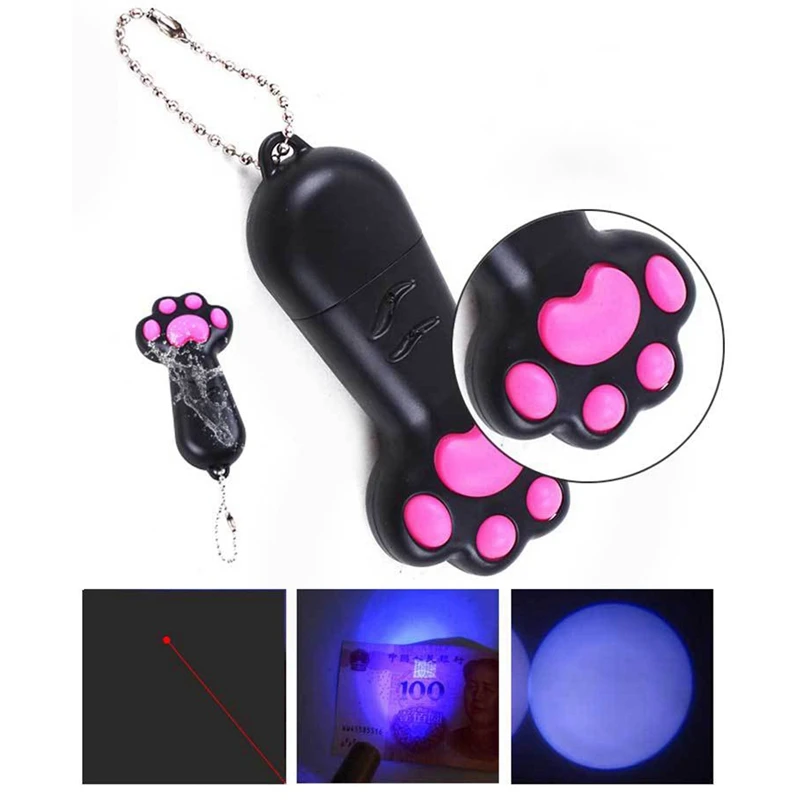 

Pet Cat USB Rechargeable Light Pointer Cat Paw Shaped Lacer Pen Kitten Playing Toy Interactive Key Chain Flashlight for Cat Toy
