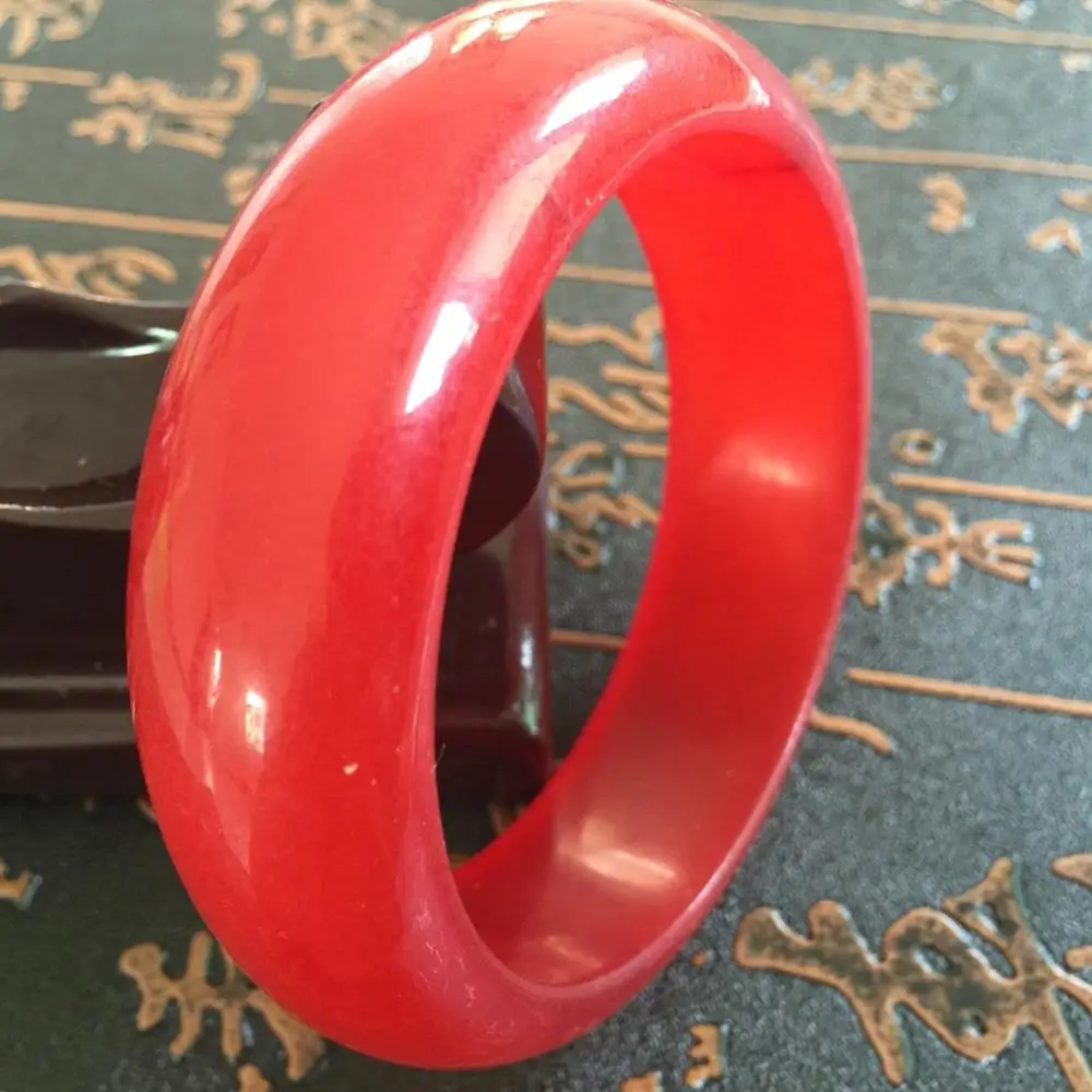

60mm Chinese Beautiful 100% Natural Red Nephrite Jade Bangle Bracelet Handmade 10.20 40