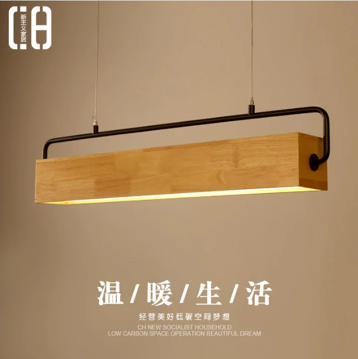

Pendant Lights in Wooden Body with Metal Handle Hanger an'd Acrylic Diffuser for Kitchen Island / Working Station