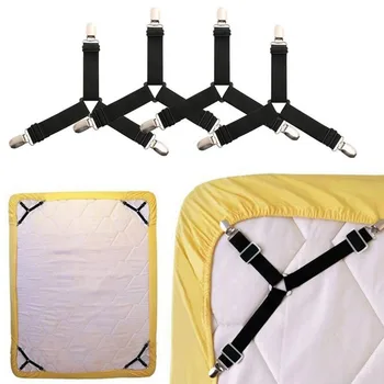 

4Pcs/Set Bed Sheet Clips Blankets Slip-Resistant Belt Fastener Straps Fixing Adjustable Grippers Holder Mattress Clip