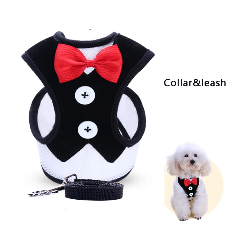 Pet Unique Cute Evening Dress Suit Small Large Dog Harness Leather