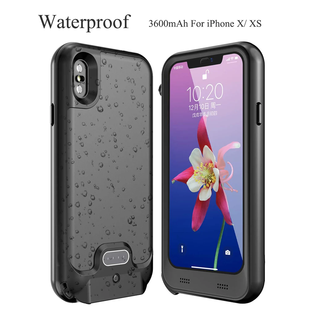 

Waterproof High Quality Full 3600mAh For iPhone XS Power Pack Case Backup Battery Charge Case Cover for iPhoneX/XS