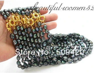 

Free shipping >>@ +>17" baroque black freshwater pearl necklace 10PCS
