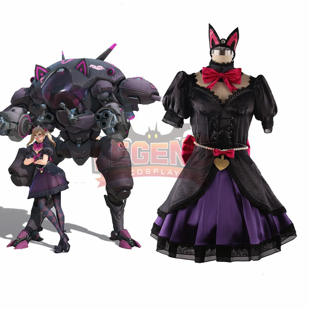 Женский костюм dva черный с котом из шкуры Dva lolita платье для косплея юбка полный