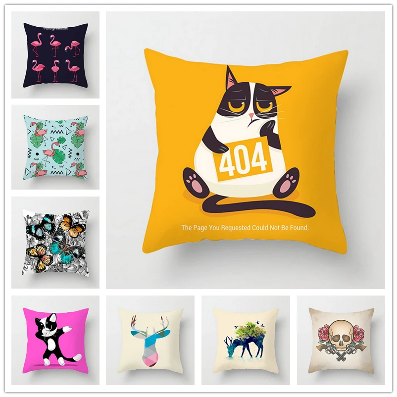 

Square 45*45cm Cartoon Animals Printed Pillow Case Polyester Throw Pillowcase Home Decorative Pillow Covers