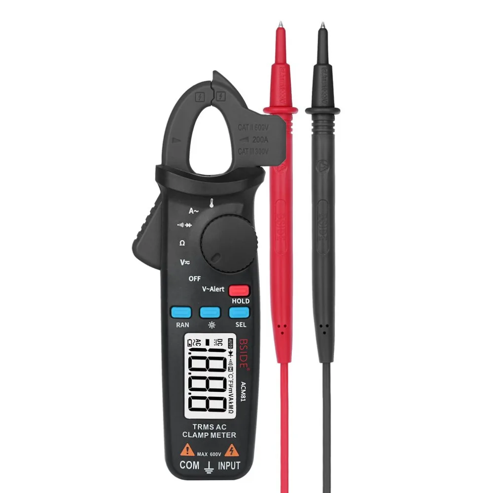 

BSIDE ACM81 ACM82 Mini Digital Clamp Meter Multimeter True RMS AC/DC Volt Amp Ohm Diode Temperature NCV Continuity Tester